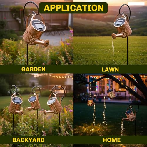 Image of CBK Solar Light Outdoor Garden Decor Watering Can Hanging Waterproof LED Decorative Kettle Shower String Lamp for Table Yard Pathway Gardening Gifts