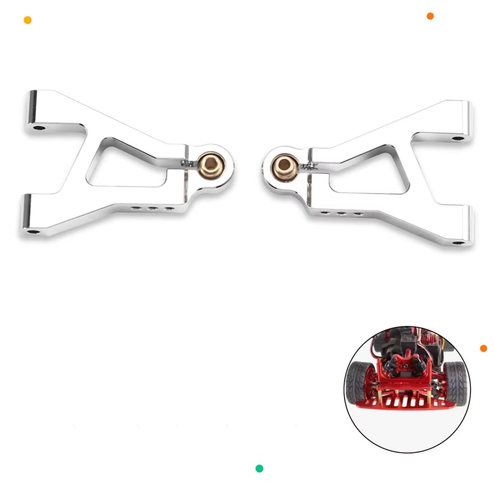 Genérico para 14301 14302 14303 14304 1/14 Piezas Mejoradas Coche RC Componentes Parte Delantera Metal Inferior Kit Brazo Oscilante Plata Piezas Coche RC