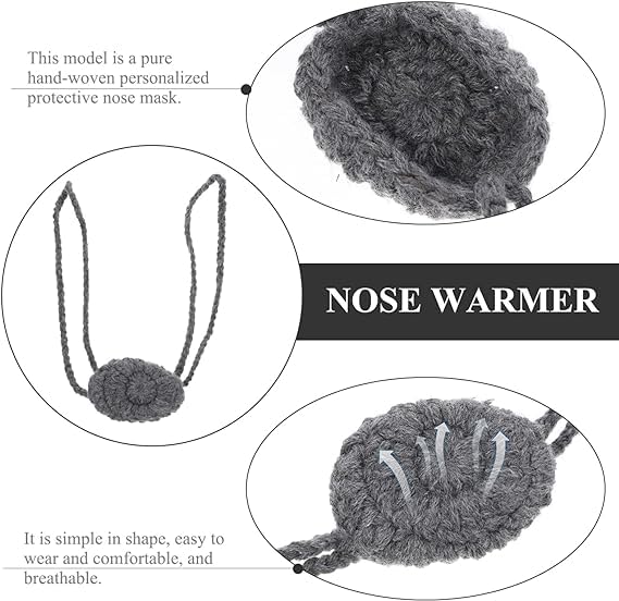 Hand-Crocheted Wool Nose Warmer, Soft and Reusable Accessory for Men and Women