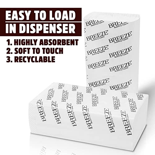 Image of BREEZE Multifold Tissue Paper Towels 780 Sheets Soft and Absorbent 1 Ply Hand Towel Napkin for Office Kitchen & Home (Pack of 6x130, White)