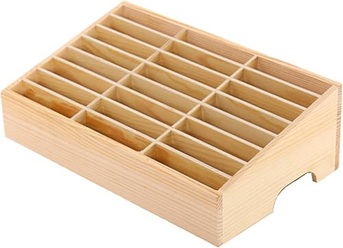 Soporte de madera para teléfono celular, caja de almacenamiento para teléfono celular, organizador de escritorio para profesores, aula, escuela,