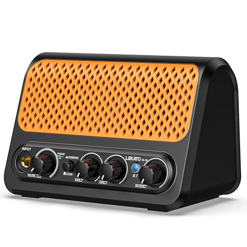 Mini Guitar Amp,LEKATO 10W Portable Electric Guitar Amplifier with Clean & Overdrive Channel,Reverb,Bluetooth Small Guitar Amp for Practice (Black-Orange) - Les Beatles, Paul McCartney, John Lennon, RIngo Starr, George Harrison Mini Guitar Amp,LEKATO 10W Portable Electric Guitar Amplifier with Clean & Overdrive Channel,Reverb,Bluetooth Small Guitar Amp for Practice (Black-Orange)