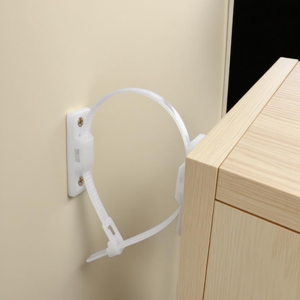 Kiddies Furniture Straps (12 Pack) Baby Proofing Anti Tip Furniture Anchors Kit