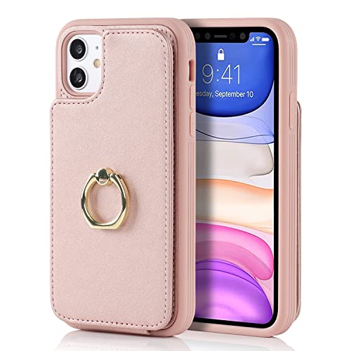 Lipvina for iPhone 11 Case with Card Holder,Credit Card Holder,Ring Stand Kickstand,Flip Shockproof Cute Phone Wallet Case for Women (6.1 inch,Rose Gold) by Lipvina - Image 3