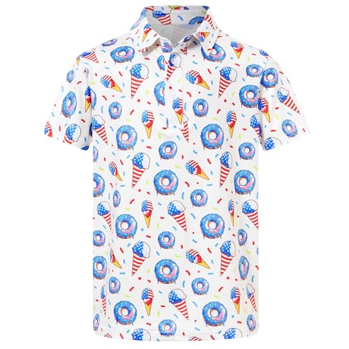 Cuddomper Boys Polo Shirt 4th of July Golf Clothes Flag 11-12 Years | Short Sleeve, Collared Shirts, Fashion, Cool, School Uniform, Active, Casual, Athletic, Beach, Tropical Travel, Performance - image 5