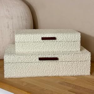 Set of 2 Ivory Bouclé Fabric Decor...