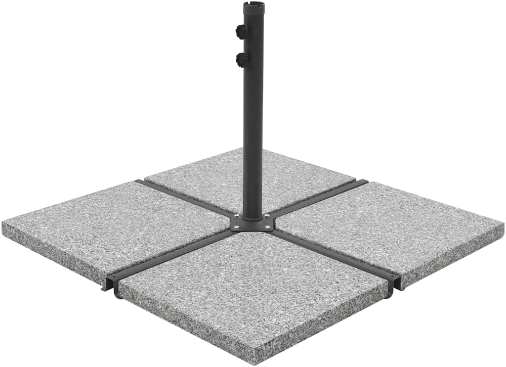 vidaXL Granite Umbrella Weight Plates Set of 4 220.5 lbs Grey Stability for Outdoor Use Square Design Natural Polished Finish Patio and Balcony Unisex Application Parasol Base Plate Adirondack