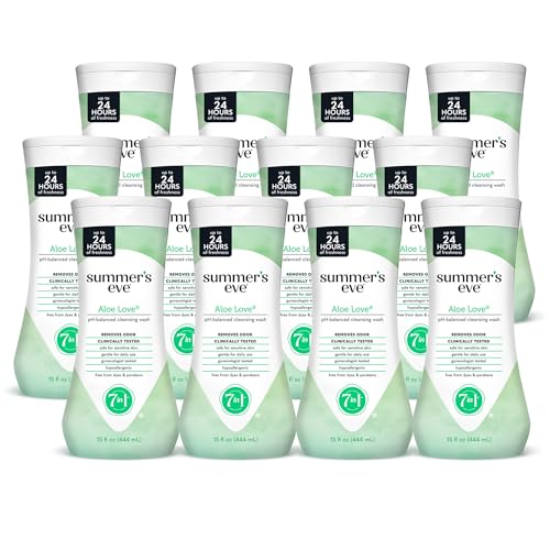 Image of Summer's Eve All-Over Daily Feminine Wash, Aloe Love, 15 Fl Oz, 12 Pk | Summers Eve Feminine Wash, Gentle pH-Balanced Body Wash for Women, Feminine Care to Remove Vaginal Odor, Gynecologist Tested
