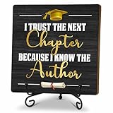 Graduation Decorations, Graduation Gifts for Her Him, Inspirational Quotes Wooden Sign with Iron Stand for Desk Table Shelf Decor 5 x 5 Inches - A14