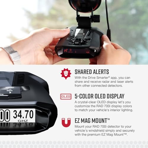 Image of Cobra RAD 700i Laser Radar Detector - Premium Detection Range, AutoLearn Intelligence, Advanced Filtering Software, Apple CarPlay and Android Auto Compatible, Laser Eye Front and Rear Detection