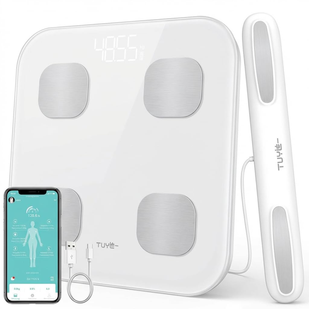 Báscula digital con análisis de composición corporal, báscula de baño con 8 electrodos para uso doméstico – RESTEQ