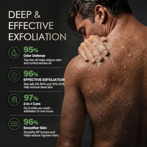 Image of Men's Body Scrub Tea Tree Oil Exfoliating Body Wash Body Scrub for Men