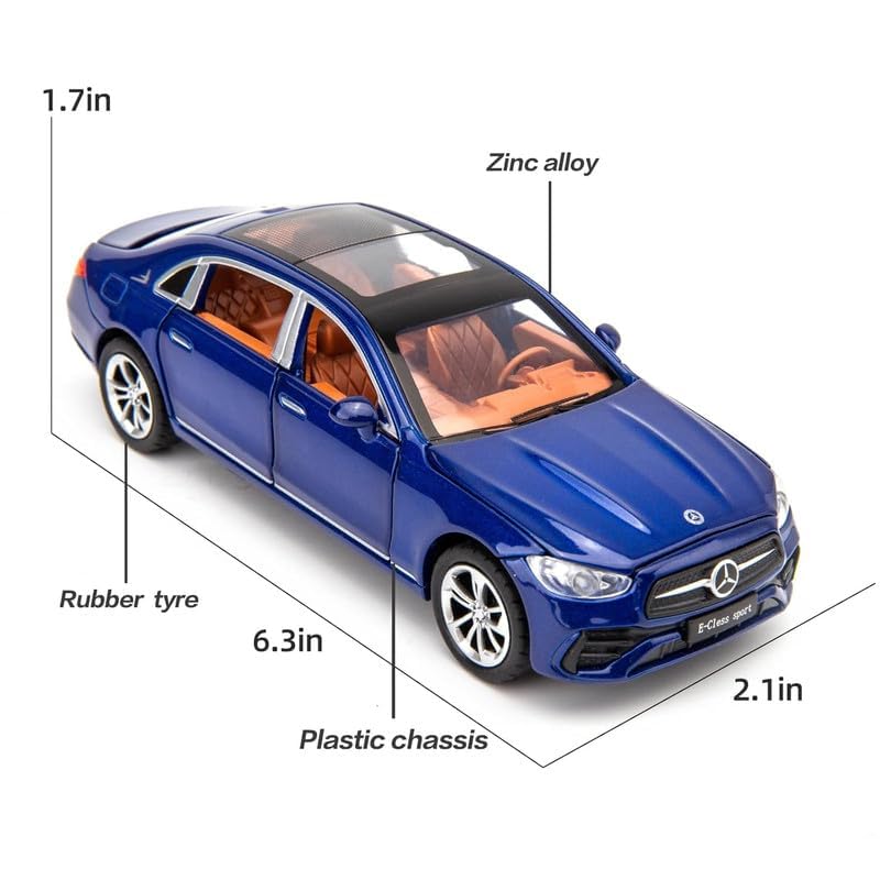 Image of VBE Compatible for 1:32 Marcedes Benz E300l Toy Car Model, Diecast Collectible Pull Back Model Car with Sound and Light, Toy Gift Vehicles for Adults Kids Boys Girls?Blue?