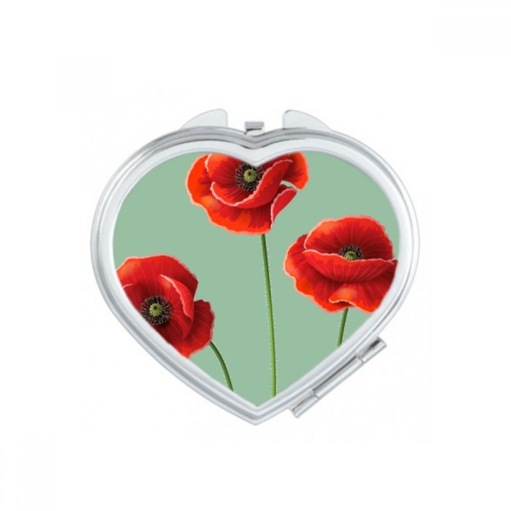 Miroir de poche compact maquillage pavot rouge petit miroir portable à la main