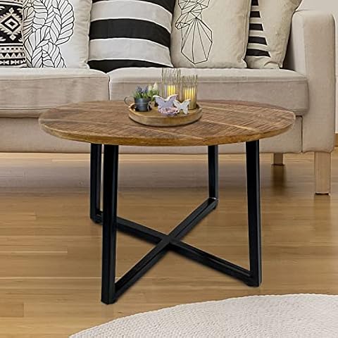 casamia Couchtisch rund 60 cm Wohnzimmer Tisch Beistelltisch Cannes Metall-Gestell schwarz weiß Altsilber Farbe schwarz matt Cover