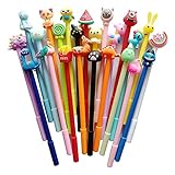 24 pack Cute Cartoon Gel Blue Ink Pens Assorted Style Writing Pens for Birthday Present School Prize Student Gift Fun Girl Pens (blue)