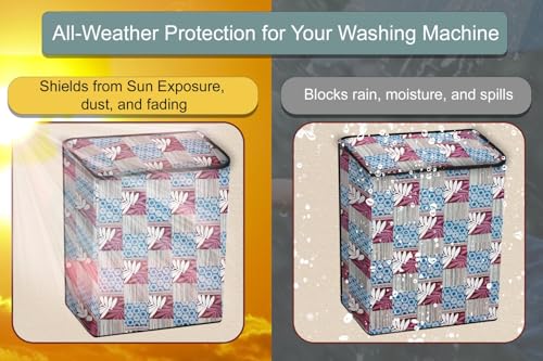 Image of Stylista Washing Machine Cover Compatible for GODREJ 8KG Semi-Automatic Top Loading WSEDGE ULT 80 5.0 DB2M CSBK, Surface Pattern Grey