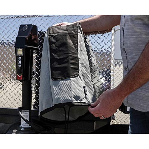 Image of Camco EAZ-Lift Electric Tongue Jack Head Cover - Features 3 Layers of Water-Resilient Breathable Material & Adjustable Drawstring Closure - Measures 18 inch (H) x 7.5 inch (W) x 8.5 inch (L) (48356)