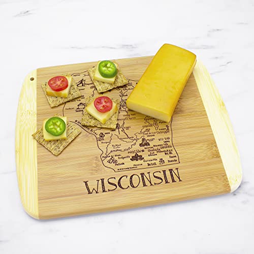 Image of Totally Bamboo A Slice of Life Wisconsin Engraved Map Cutting Board