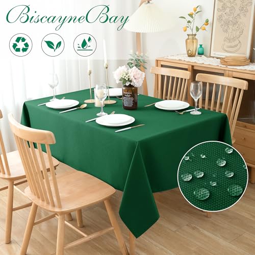 Biscaynebay Textured Fabric Christmas Rectangle Table Cloth 90x156 Inch, Hunter Green Water Resistant Tablecloths for Dining, Kitchen, Wedding and Parties etc. Machine Washable by Biscaynebay - Image 7