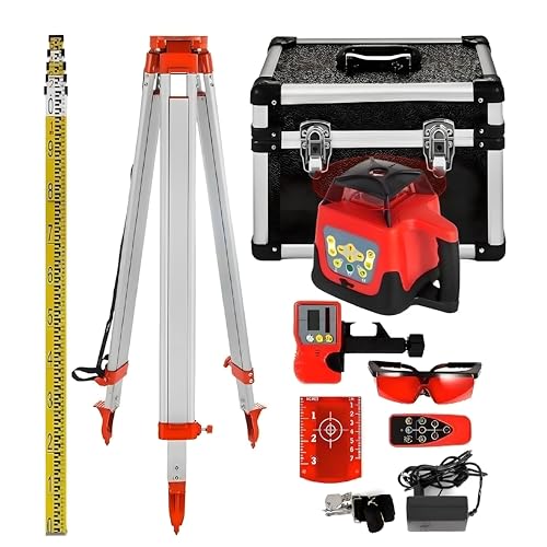 Kit De Nivel Láser Rotativo 360° Con Alcance De 500m, Mediciones Precisas Para Construcción Exterior E Industrial Con Autonivelación