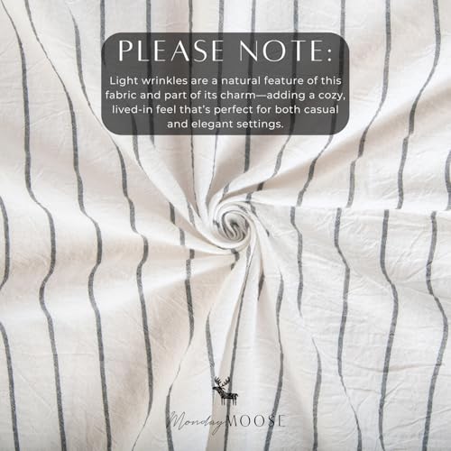 MONDAY MOOSE Striped Farmhouse Picnic Style Decoration Rectangle Natural Stonewashed Cotton Tablecloth for Kitchen, Dining Room, Restaurant (55x70 inch, White/Black Stripes) by MONDAY MOOSE - Used condition - Image 7