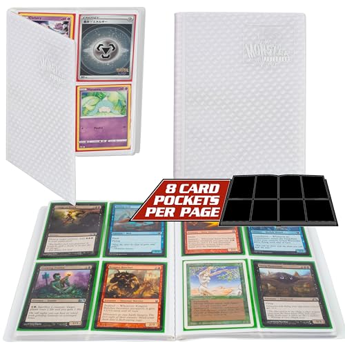 Monster Binder - Álbum Holofoil blanco de 4 bolsillos con páginas blancas (edición limitada) - Capacidad para 160 tarjetas Yugioh, Magia y Pokemon