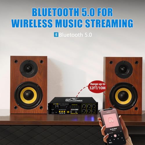Image of 4 Channel 200 Watt Stereo Amplifier with Big LED Display /Bluetooth /2 MIC Input /USB /SD Card Slot /FM Radio /AUX Input /Remote Control & Built-in Equalizer with Bass, Treble & Balance Control