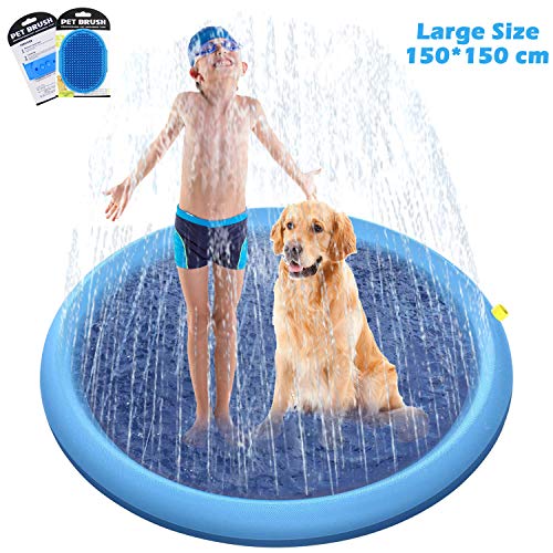 O'woda 150 * 150cm Hunde Planschbecken, Hundeplanschbecken mit Ablassventil,Faltbarer Haustier-Duschbecken,PVC-rutschfest Schwimmbecken Hundebadewanne Für Hunde und Katzen