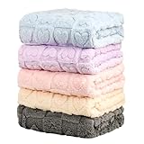 5 Pcs Baby Blanket Heart Checkered Ultra Soft Gift-Ready Plush for Newborns, Nursery & Stroller 30'x40' Beige Gray Blue Purple Light Pink
