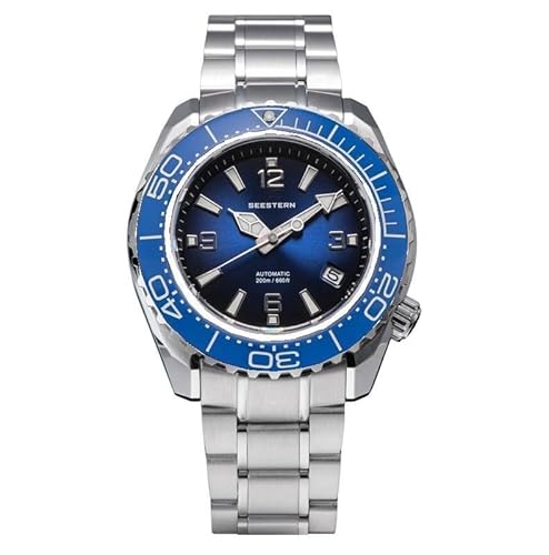 Seestern S416 Automatico Acciaio Blu Ceramica Datario Diver Orologio Uomo