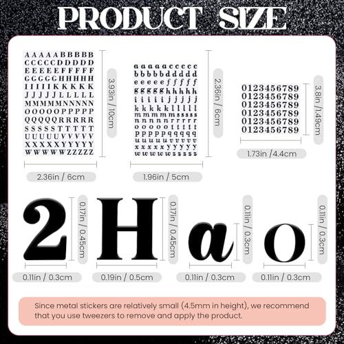 EORTA 6 Sheets Letter Stickers Small 0.18inch Alphabet Number Stickers Self-Adhesive Mini Decals for Epoxy Resin Casting Decoration, DIY Craft, Scrapbook, Nail, Keyboard, Rose Gold/Black, 4.5mm