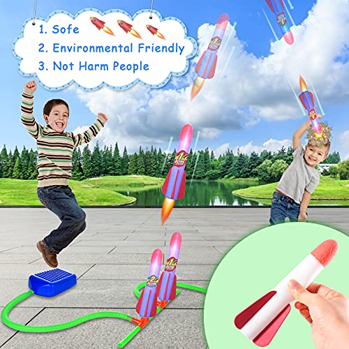 Herefun Rakete Spielzeug für Kinder, Druckluftrakete Spielzeug mit 6 Leuchtende Schaumstoff Raketen, Spielzeug… – Bild 8