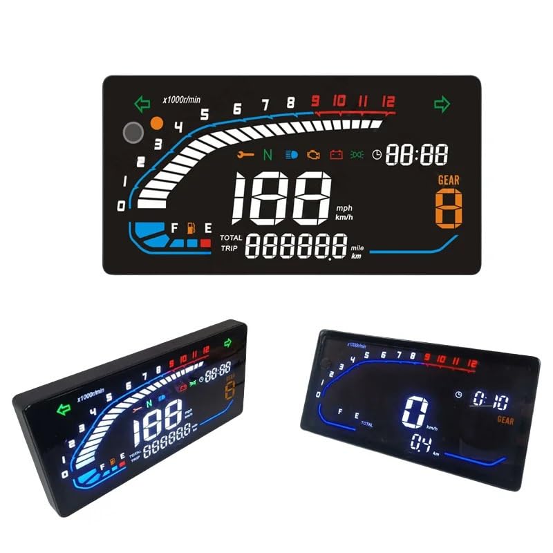 Tachymètre ensemble d'instruments de moto 12V avec odomètre réglable et compteur de vitesse LED - 3