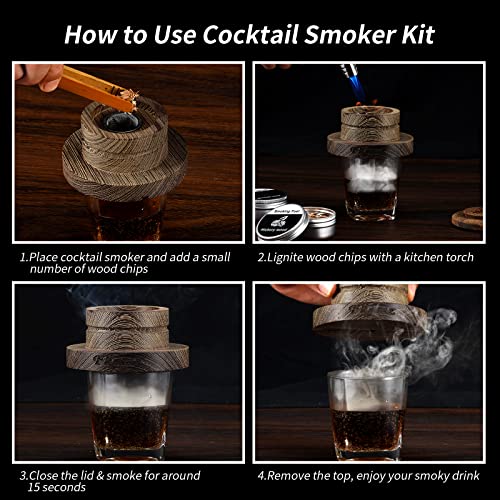 Fkamz Whiskey Smoker Kit With Torch, Cocktail Smoker Kit Gifts For Men, Bourbon Smoker Kit With 6 Flavors Wood Chips Old Fashioned Drink Smoker Infuser Kit - Gift For Whiskey Lovers, Dad, Husband, Men (Butane Not Included) #TOP4