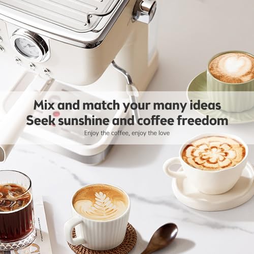 Irishom Espresso-Kaffeemaschine, 20 Bar, Edelstahl-Espressomaschine mit Milchaufschäumer, Dampfstab, 2-in-1, 850 W, halbautomatische Cappuccino-Latte-Maschine mit 1,5 l/51 oz – Bild 6