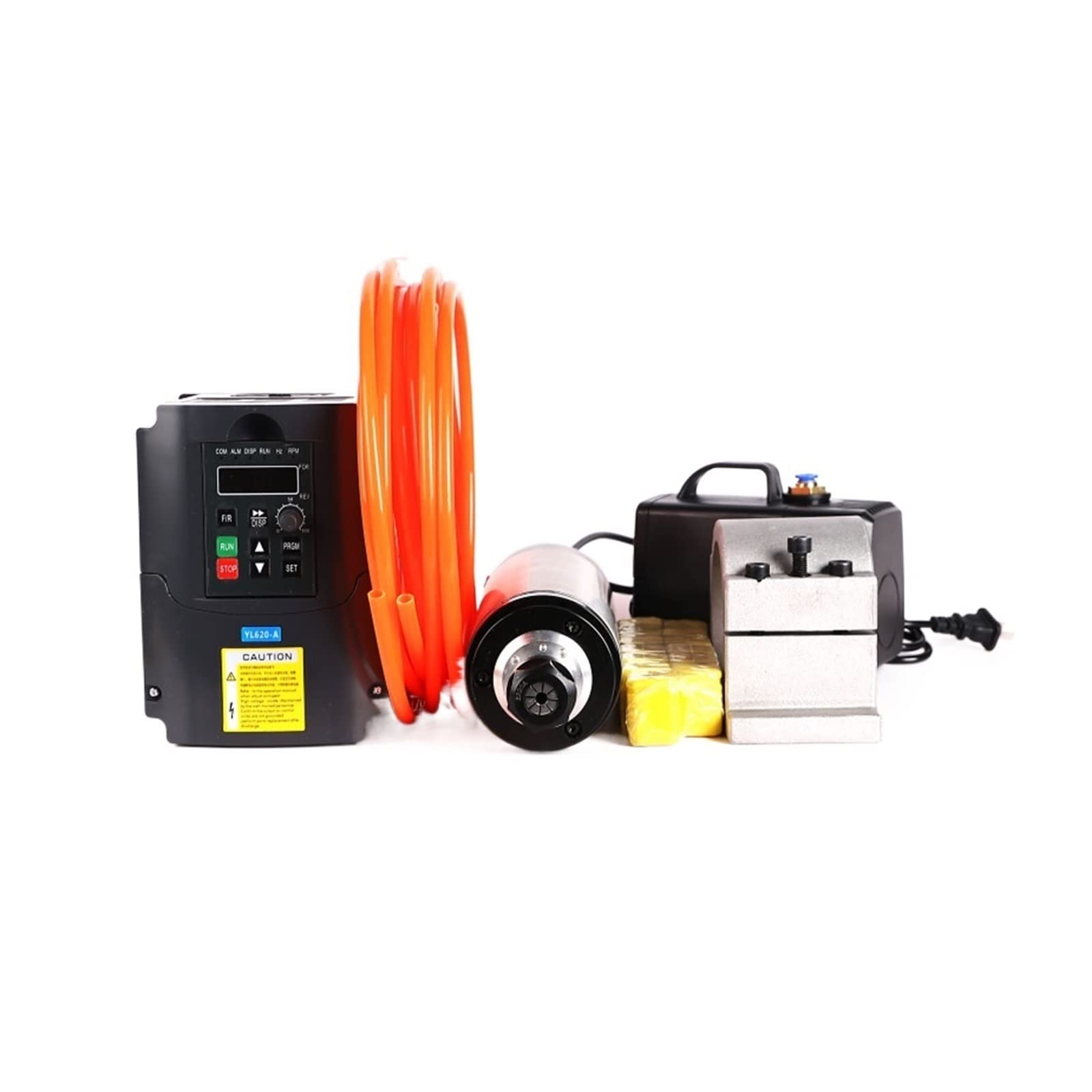 Mooilko One Color Cnc Spindle Motor 1.5Kw Water Cooled Spindle Kit 65Mm Clamp Vfd Inverter 80W Water Pump 13Pcs Er11 Collet Chuck Smooth Running