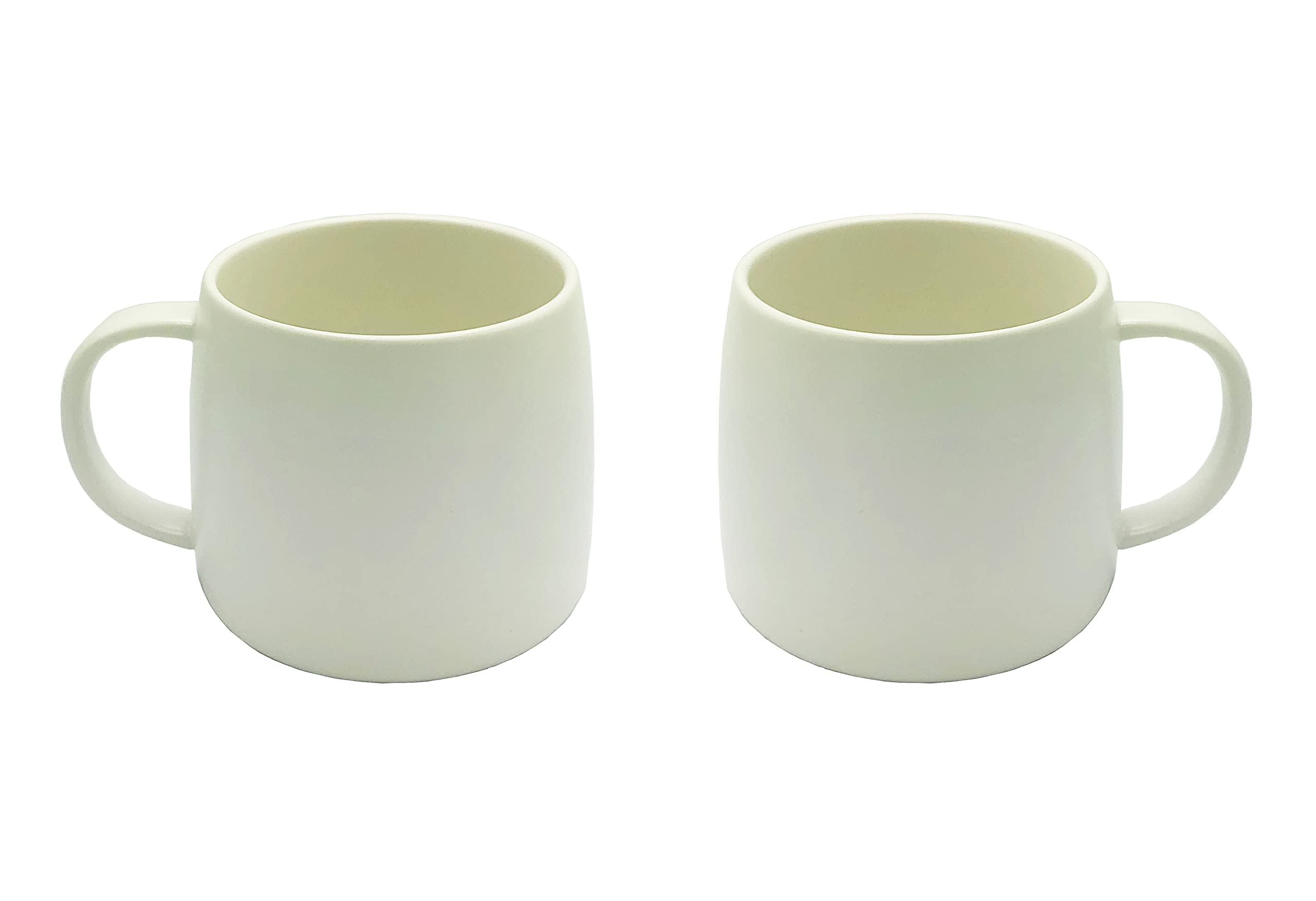 2 Pack Ceramic Cups, Porcelain Mugs With Handle, Smooth Ceramic Cups For Coffee, Tea, Milk, Cocoa (White)