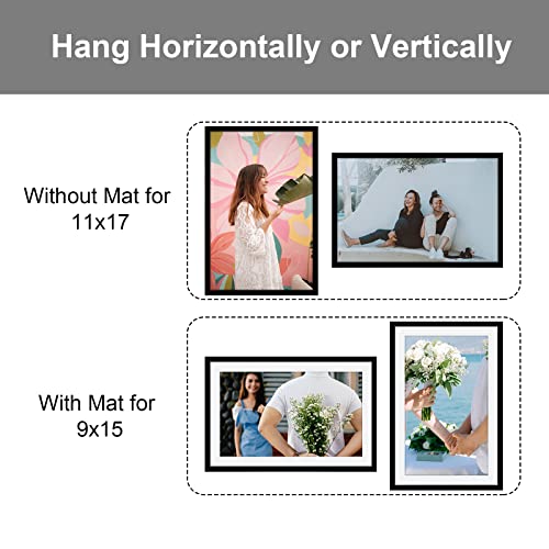 Mecto 11X17 Frame Without Mat Set Of 6 Family Picture Frames Collage Wall Decor Document Certificate Frames To Display Pictures 9 X 15 With Mat Hanging Picture Frames, Black #TOP1