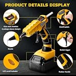 Gun à colle chaude sans fil adapté pour Dewalt 18V 20V Max Batterie au lithium-ion, 30s Gun de colle de préchauffage rapide chaud avec 30 Pcs Colle Sticks(7 * 150mm) pour les arts & Artisans et artisans & DIY & Réparations(Outil seulement)