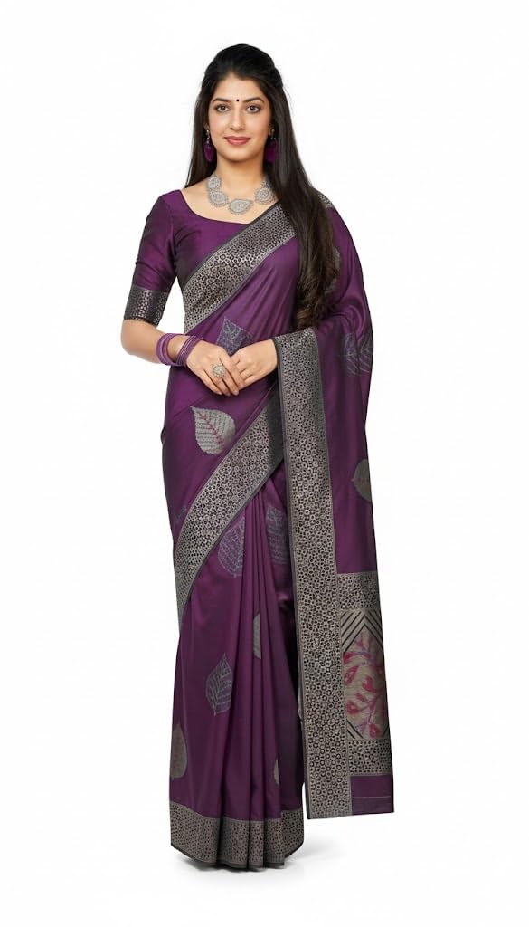 kivera Art Silk Saree with Zari Border | Elegant Party & Festive Traditional Saree for Women with Unstitched Blouse Piece-picture-10
