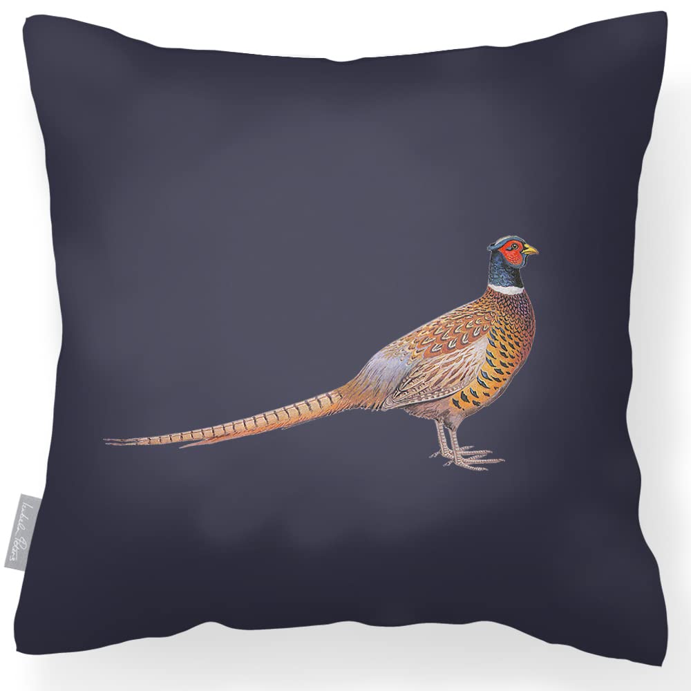 Izabela Peters Vintage Pheasant - Graphite Outdoor Cushions Waterproof, 43 Cm, Filled Outdoor Cushion, Pheasant - Graphite, Garden Furniture Cushions, Outdoor Seat Cushions, Garden Chair Cushions