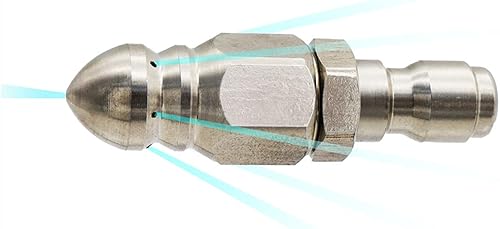 Miniatura 4 de MIZORLIE - Boquilla de chorro de alcantarillado para lavadora a presión con acero inoxidable, mini boquilla compacta y duradera, boquilla de