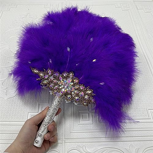 Éventail de plumes pliable et éventail à main de dinde pour événements