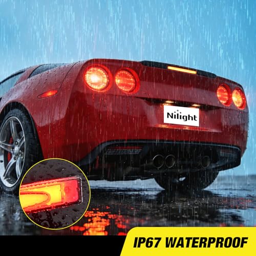 Image of Nilight Third Brake Light Tail High Mount 3rd Stop Lights Smoked Lens Compatible with Chevy Corvette C6 2005 2006 2007 2008 2009 2010 2011 2012 2013 Car Rear Center Cab Lamp