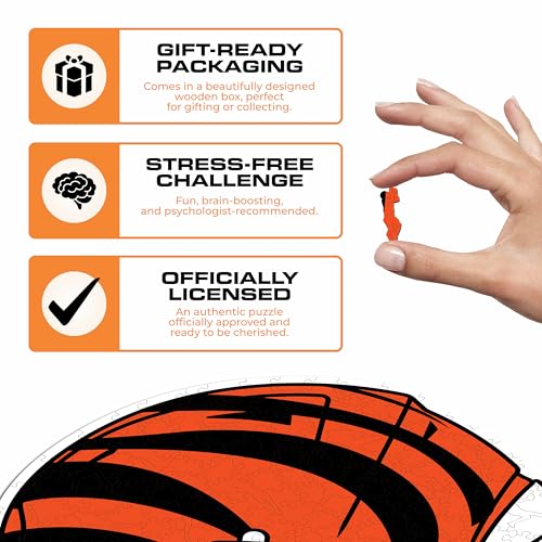 Iconic Puzzles, Cincinnati Bengals Helmet, Wooden Puzzle officially licensed NFL, 100% sustainable - Image 3