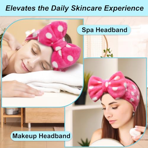 Shintop Sweet Super Soft Caroset Polka Dots Wash Cosmetic Headband Hairlace (Rose Polka dots) - Thumbnail 5