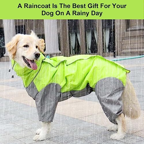 Regenmantel für Hunde,Hunderegenmantel,Wasserdichter Hundemantel mit Kapuze,Leichte Regenjacke Hund Geeignet für Mittlere und Große Hunde den Hundespielplatz und den Urlaub mit Hund -Grün (22)