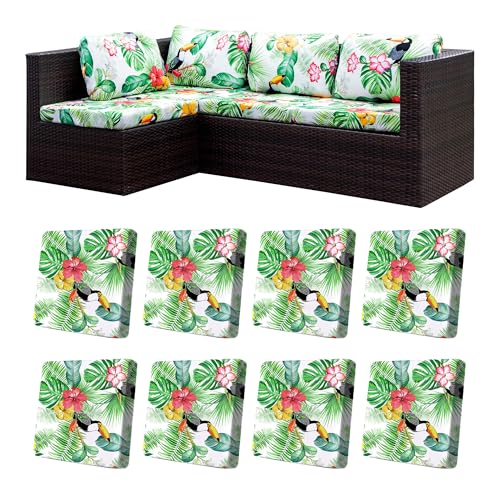Image of BIETYONE 8Pcs Stretch Patio Cushion Covers,Outdoor Couch Covers Replacement,Outdoor Couch & Sofa Slipcovers,for Patio Furniture Cushion Covers,Washable Reusable urniture Protector(Pelican,8PCS)