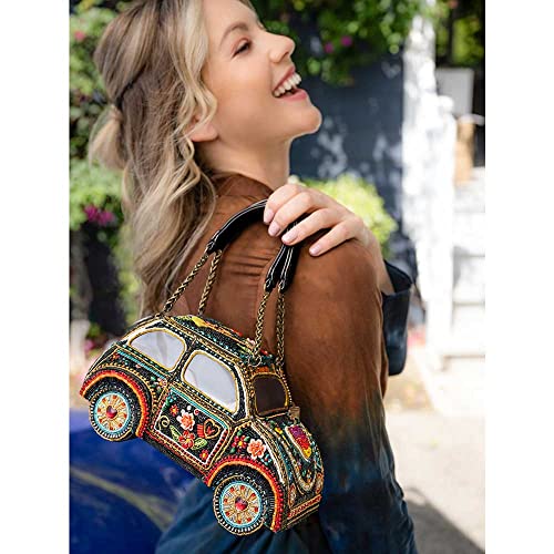 Image of Mary Frances Joyride Beaded Handbag Car-Themed Top Handle Bag, Multicolor